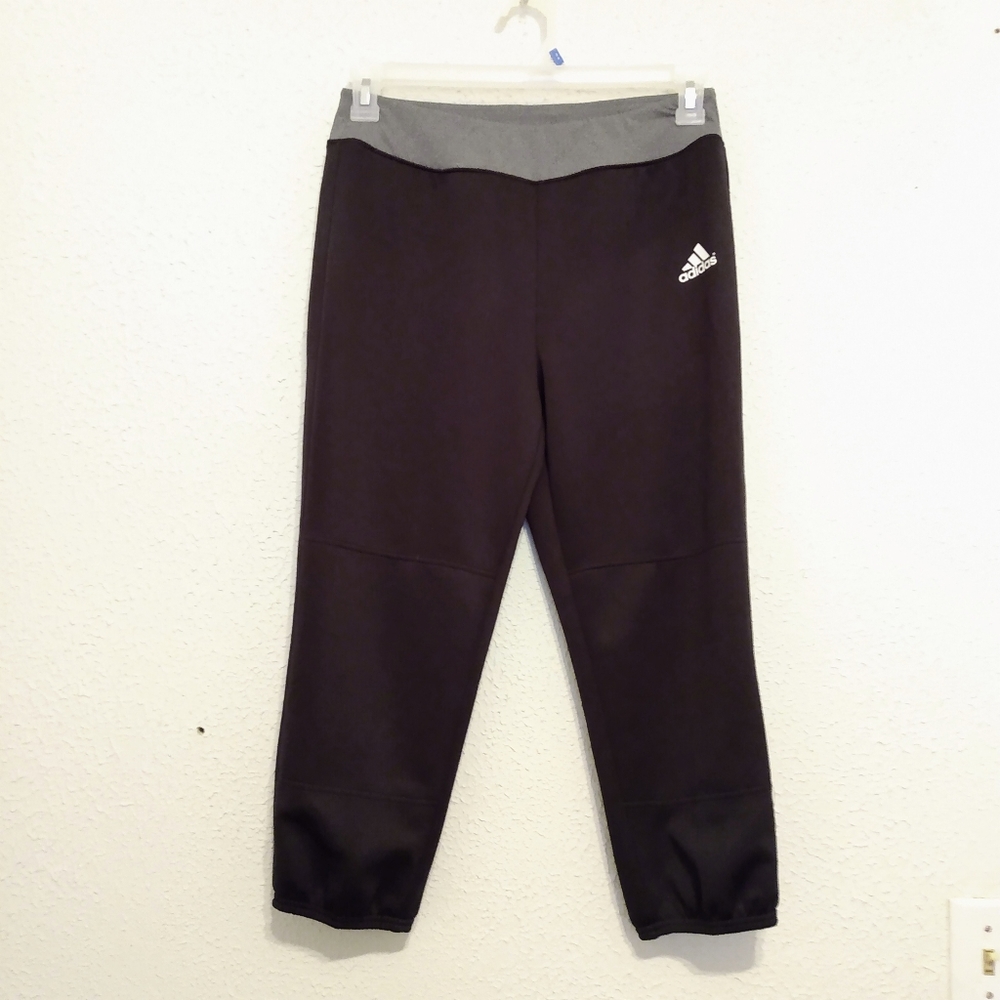 Adidas Black Gray Yoga Capri Crop Pants sz M
